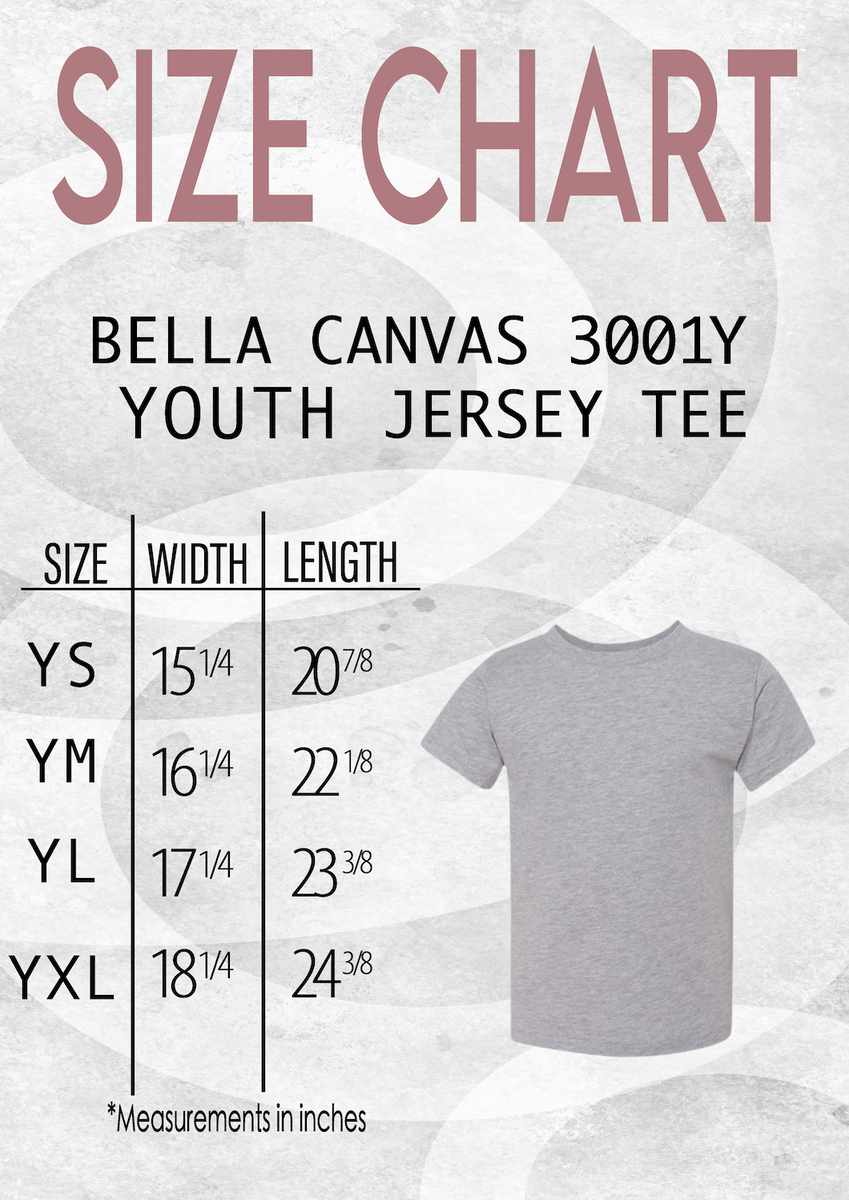 SIZE CHART | BELLA + CANVAS 3001Y YOUTH